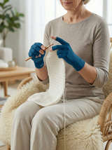 dext Theraluxe compression & grip gloves teal knitting daily wear